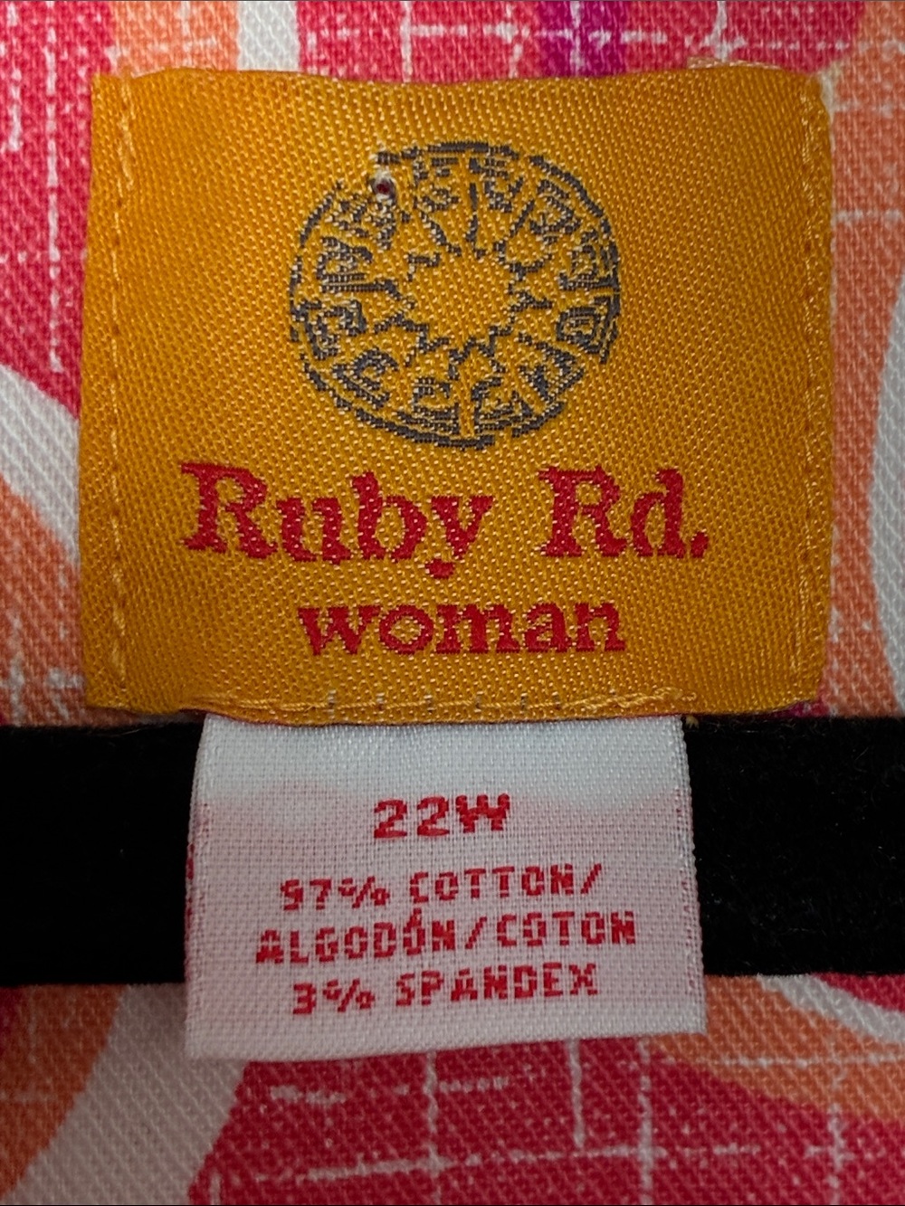 Ruby Rd. Pink Multi-Color Floral Jean Jacket 3/4 Sleeve - Picture 3 of 8